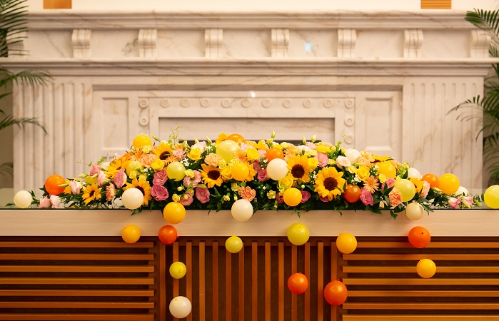 会場の飾りつけ、コーディネートはどのようにされましたか？何かテーマを決められましたか？